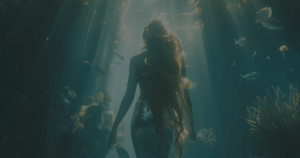 Featured image with a mermaid background and the title of the blog post: "Ethereal Storytelling. Siren Concept: Mysterious Beauty of the Abyss".